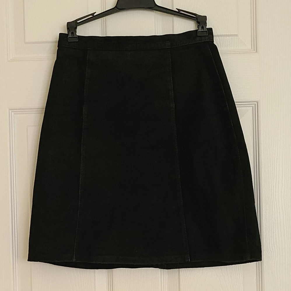 Vintage Comint Black Suede/Leather Mini Skirt High Waist
